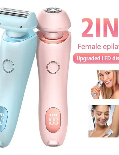 2 In 1 Hair Removal Epilator USB Rechargeable Trimmer Women Body Razor Face Leg Armpit Bikini Hand Pubic Shaver Hair Remover