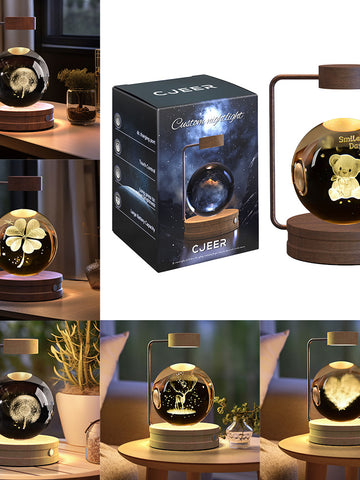 Crystal Ball Cosmic Dinosaur Indoor Night Light USB Power Warm Bedside Light Birthday Gift Night Lamp